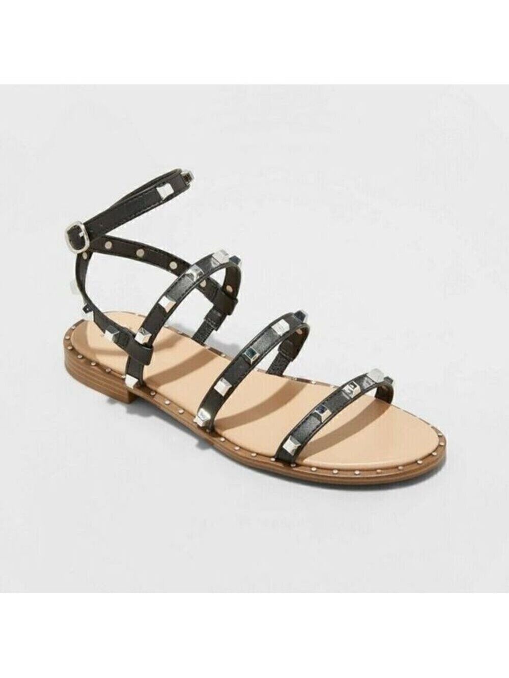 A New Day Black Gladiator Sandals Womens Wide Width